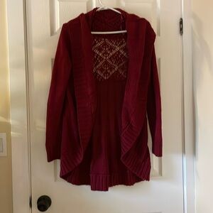 Ricki’s red wine crochet back shawl cardigan